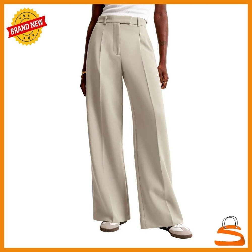 High Waisted Wide Leg Work Pants Polyester Spandex Business Casual